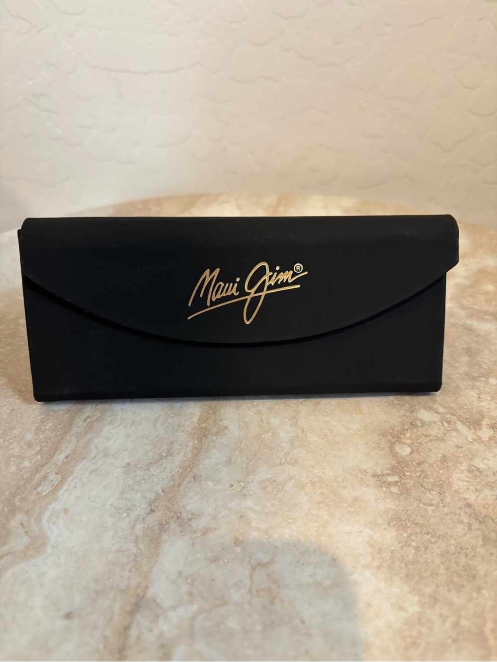 Maui Jim Black Sunglasses Case with Gold Script Logo